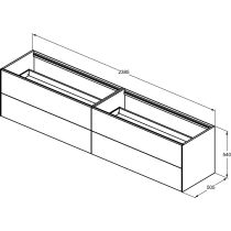 CONCA Umývadlová skrinka 240 cm bez hornej dosky, šírka 50 cm,  T4336Y1