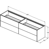 CONCA Umývadlová skrinka 200 cm bez hornej dosky, šírka 50 cm,  T3993Y3