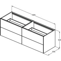 CONCA Umývadlová skrinka 160 cm bez hornej dosky, šírka 50 cm,  T3990Y4
