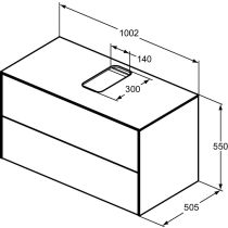 CONCA Umývadlová skrinka 100 cm s hornou doskou, šírka 50 cm,  T3942Y1