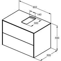 CONCA Umývadlová skrinka 80 cm s hornou doskou, šírka 50 cm,  T3941Y3