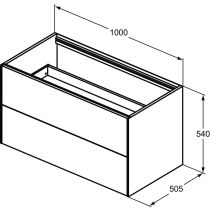 CONCA Umývadlová skrinka 100 cm bez hornej dosky, šírka 50 cm,  T4357Y1