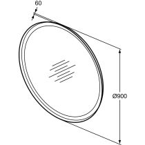 CONCA Kruhové zrkadlo Ø 90 cm s kovovou rozetou s LED osvetlením, T4133BH