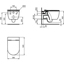 CONCA  WC závesné Aquablade 55x36 cm, T374901