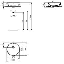 I.LIFE B Umývadlo na dosku 40x40 cm, T509101