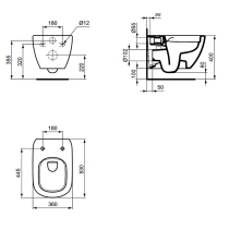 TESI RimLS+ WC závesné 53x36 cm, T4932V1