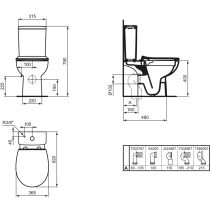 Eurovit WC kombi RimLS+,nádrž, sedadlo, 62x36 cm, uni odpad, W007501