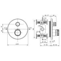 CERATHERM NAVIGO Sprchová termostatická podomietková batéria, diel 2, A7295XG