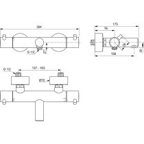 CERATHERM T125 Vaňová nástenná termostatická batéria, A7588XG
