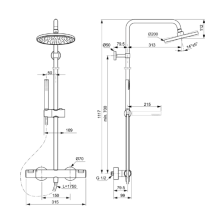 CERATHERM T25 Sprchový systém s termostatickou batériou, A7586XG