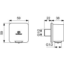 IdealRain diel pre pripojenie sprchy, štvorcový, BC772A2