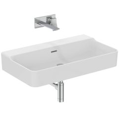 CONCA Umývadlo 80x45 cm, bez otvoru pre batériu, farba biela lesklá, s prepadovým otvorom, brúsená spodná hrana, T382801