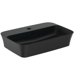 IPALYSS Umývadlo na dosku 55x38 cm, s otvorom pre batériu, s prepadovým otvorom, farba čierna matná, E2077V3