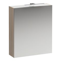 LAUFEN BASE Zrkadlová skrinka, pánty dvierok vpravo, osvetlenie, el. zástrčkou EU IP44, 600x185x700 mm, Bledý brest 262, H4027521102621