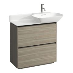 LAUFEN BASE Skrinka pod umývadlo, s 2 zásuvkami, pre umývadlá 813301, 813302, s držiakom z tmavého hliníka, 770x350x775 mm, Bledý brest 262, H4030041102621
