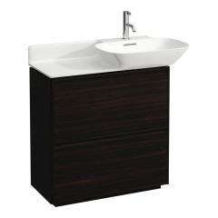 LAUFEN BASE Skrinka pod umývadlo, s 2 zásuvkami, pre umývadlá 813301, 813302, s držiakom z tmavého hliníka, 770x350x775 mm, Tmavohnedý brest 263, H4030041102631