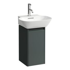 LAUFEN BASE Skrinka pod umývadlo, 1 dvierka, závesy vľavo, 1 vnútorná polička, pre umývadielko 815301, s držiakom z tmavého hliníka, 275x295x515 mm, Šedá traffic 266, H4030131102661