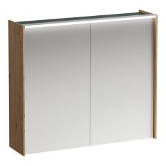 LAUFEN LANI Zrkadlová skrinka, 800 mm, 2 dvere, s vodorovným LED osvetlením, 2 sklenené poličky, el. zásuvka, 820x210x715 mm, Multicolour farby 999, H4037621129991