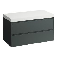 LAUFEN LANI Modulárna zostava 1000, umývadlová doska 65 mm (.260 biela matná), bez výrezu, s 2 zásuvkami, 985x495x580 mm, Šedá traffic 266, H4045601122661