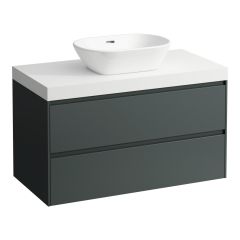 LAUFEN LANI Modulárna zostava 1000, umývadlová doska 65 mm (.260 biela matná), s 1 výrezom uprostred, s 2 zásuvkami, 985x495x580 mm, Šedá traffic 266, H4045611122661