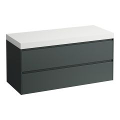 LAUFEN LANI Modulárna zostava 1200, umývadlová doska 65 mm (.260 biela matná), bez výrezu, s 2 zásuvkami, 1185x495x580 mm, Šedá traffic 266, H4045701122661