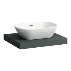 LAUFEN LANI Umývadlová doska 600, s 1 výrezom uprostred, hrúbka: 65 mm, vr. 2 nástenných držiakov, 585x495x65 mm, Šedá traffic 266, H4046411122661