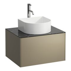 LAUFEN SONAR Skrinka pod umývadlo, s 1 zásuvkou, pre umývadlové misy H812340, H812341, H812342, H812343, s výrezom uprostred vr. otvoru pre batériu uprostred, 575x455x340 mm, Titán & nero marquina 142, H4054050341421