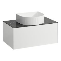 LAUFEN SONAR Skrinka pod umývadlo, s 1 zásuvkou, pre umývadlové misy H812340, H812341, H812342, H812343, s výrezom uprostred, 775x455x340 mm, Biela matná & nero marquina 143, H4054110341431