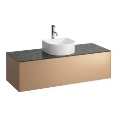 LAUFEN SONAR Skrinka pod umývadlo, s 1 zásuvkou, pre umývadlové misy H812340, H812341, H812342, H812343, s výrezom uprostred vr. otvoru pre batériu uprostred, 1175x455x340 mm, Meď & nero marquina 141, H4054250341411