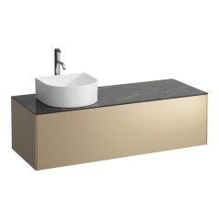 LAUFEN SONAR Skrinka pod umývadlo, s 1 zásuvkou, pre umývadlové misy H812340, H812341, H812342, H812343, s výrezom vľavo vr. otvoru pre batériu uprostred, 1175x455x340 mm, Zlato & nero marquina 140, H4054260341401
