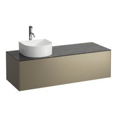 LAUFEN SONAR Skrinka pod umývadlo, s 1 zásuvkou, pre umývadlové misy H812340, H812341, H812342, H812343, s výrezom vľavo vr. otvoru pre batériu uprostred, 1175x455x340 mm, Titán & nero marquina 142, H4054260341421