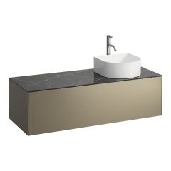 LAUFEN SONAR Skrinka pod umývadlo, s 1 zásuvkou, pre umývadlové misy H812340, H812341, H812342, H812343, s výrezom vpravo vr. otvoru pre batériu uprostred, 1175x455x340 mm, Titán & nero marquina 142, H4054270341421