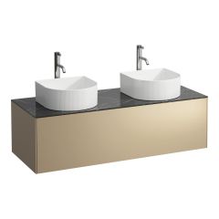 LAUFEN SONAR Skrinka pod umývadlo, s 1 zásuvkou, pre umývadlové misy H812340, H812341, H812342, H812343, s výrezom vľavo a vpravo vr. otvorov pre batériu uprostred, 1175x455x340 mm, Zlato & nero marquina 140, H4054280341401