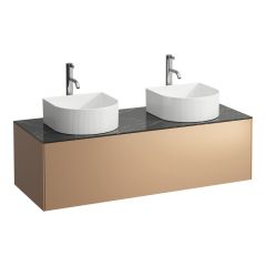 LAUFEN SONAR Skrinka pod umývadlo, s 1 zásuvkou, pre umývadlové misy H812340, H812341, H812342, H812343, s výrezom vľavo a vpravo vr. otvorov pre batériu uprostred, 1175x455x340 mm, Meď & nero marquina 141, H4054280341411