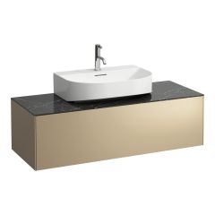 LAUFEN SONAR Skrinka pod umývadlo, s 1 zásuvkou, pre umývadielka H816341/H816342, s výrezom uprostred, 1175x455x340 mm, Zlato & nero marquina 140, H4054510341401