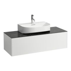LAUFEN SONAR Skrinka pod umývadlo, s 1 zásuvkou, pre umývadielka H816341/H816342, s výrezom uprostred, 1175x455x340 mm, Biela matná & nero marquina 143, H4054510341431