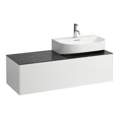 LAUFEN SONAR Skrinka pod umývadlo, s 1 zásuvkou, pre umývadielka H816341/H816342, s výrezom vpravo, 1175x455x340 mm, Biela matná & nero marquina 143, H4054530341431