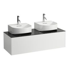 LAUFEN SONAR Skrinka pod umývadlo, s 1 zásuvkou, pre umývadielka H816341, s výrezom vľavo a vpravo, 1175x455x340 mm, Biela matná & nero marquina 143, H4054540341431