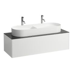 LAUFEN SONAR Skrinka pod umývadlo, s 1 zásuvkou, pre umývadla H812348, H812349, s výrezom uprostred, 1175x455x340 mm, Biela matná & nero marquina 143, H4054710341431