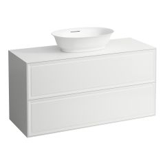 LAUFEN THE NEW CLASSIC Skrinka pod umývadlo 1200, s 2 zásuvkami, s výrezom uprostred, pre umývadlové misy H812850/H812851/H812852/H812853, 1175x455x600 mm, Biela lakovaná 631, H4060220856311