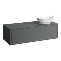 LAUFEN THE NEW CLASSIC Skrinka pod umývadlo 118 × 45 × 35 cm, s 1 zásuvkou, s výrezom vpravo, pre umývadlové misy 812850, 812851, 812852, 812853, 1175x455x345 mm, Šedá traffic 627, H4060820856271
