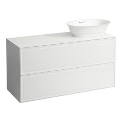 LAUFEN THE NEW CLASSIC Skrinka pod umývadlo 118 × 45 × 35 cm, s 2 zásuvkami, s výrezom vpravo, pre umývadlové misy 812850, 812851, 812852, 812853, 1175x455x600 mm, Biela lakovaná 631, H4060840856311
