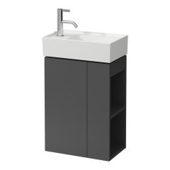LAUFEN Kartell LAUFEN Skrinka pod umývadlo, 1 dvierka, závesy dverí vľavo, otvorená polička na pravej strane, pre umývadielka H815335, 440x270x600 mm, Bridlica šedá 642, H4075170336421
