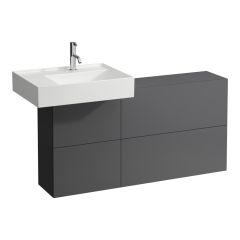 LAUFEN Kartell LAUFEN Skrinka pod umývadlo s dvierkami a dvomi výklopmi, umývadlo vľavo, 1200x270x610 mm, Bridlica šedá 642, H4082910336421
