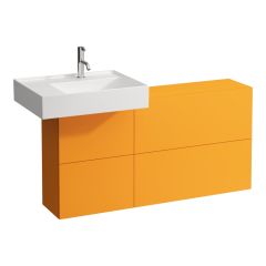 LAUFEN Kartell LAUFEN Skrinka pod umývadlo s dvierkami a dvomi výklopmi, umývadlo vľavo, 1200x270x610 mm, Okrovo hnedá 643, H4082910336431