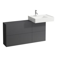 LAUFEN Kartell LAUFEN Skrinka pod umývadlo s dvierkami a dvomi výklopmi, umývadlo vpravo, 1200x270x610 mm, Bridlica šedá 642, H4082920336421