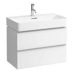 LAUFEN SPACE Skrinka pod umývadlo, s 2 zásuvkami, pre umývadlo 810285, 735x410x520 mm, Biela matná, hliníková rúčka 100, H4101821601001