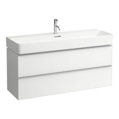 LAUFEN SPACE Skrinka pod umývadlo, s 2 zásuvkami, pre umývadlo 810289, 1185x410x520 mm, Biela matná, hliníková rúčka 100, H4102221601001