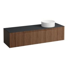 LAUFEN ARUN Zásuvkový element 1600, s 2 zásuvkami, s výrezom vpravo, s vrchnou doskou Ardesia Nera, 1605x505x390 mm, Noce Canaletto – drevená dyha 630, H4151431516301