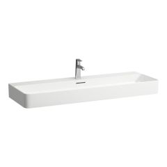 LAUFEN VAL Umývadlo s jedným otvorom pre batériu uprostred s prepadom, SaphirKeramik, 1200x420 mm, farba Biela LCC Active, H810289A001041